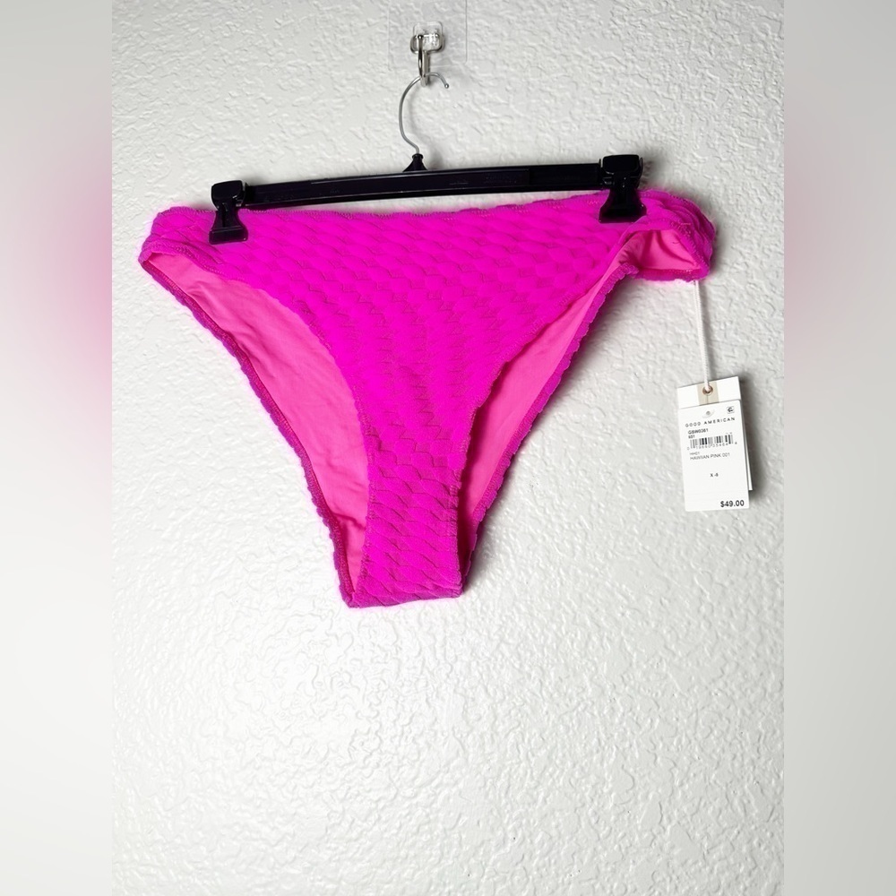 NWT Good American Jacquard Demi Top And Bottom Bikini in Pink - Picture 7 of 12